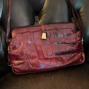 Vintage Maroon Leather Shoulder Bag
